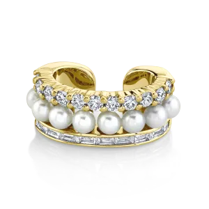 PEARL AND DIAMOND LOLA EAR CUFF Anita Ko