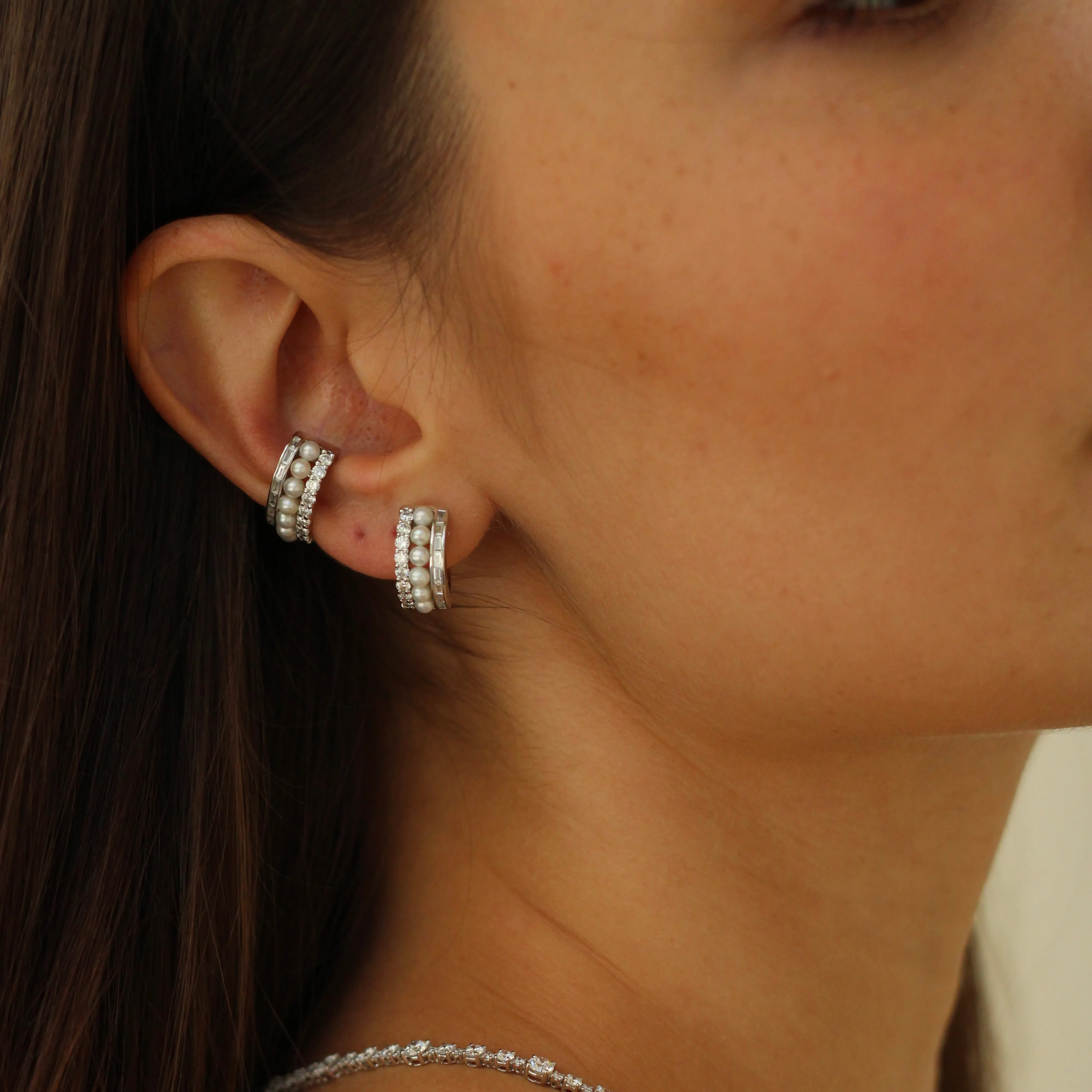 PEARL AND DIAMOND LOLA EAR CUFF Anita Ko