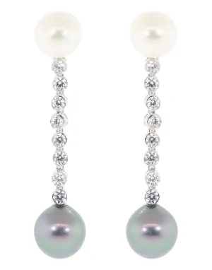 Pearl Diamond Drop Earrings