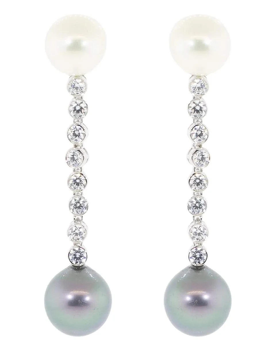 Pearl Diamond Drop Earrings