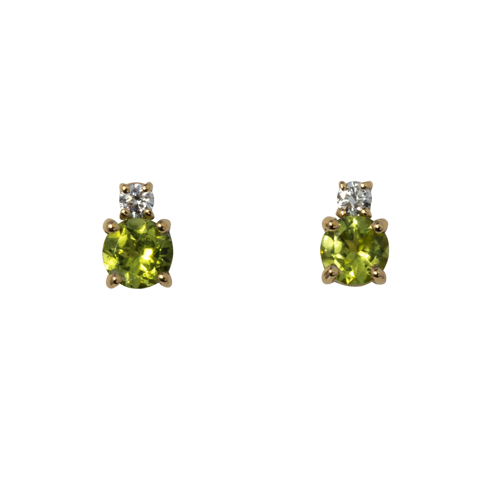 Peridot & Diamond 18K Gold Stud Earrings Croghans