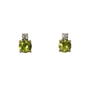 Peridot & Diamond 18K Gold Stud Earrings Croghans
