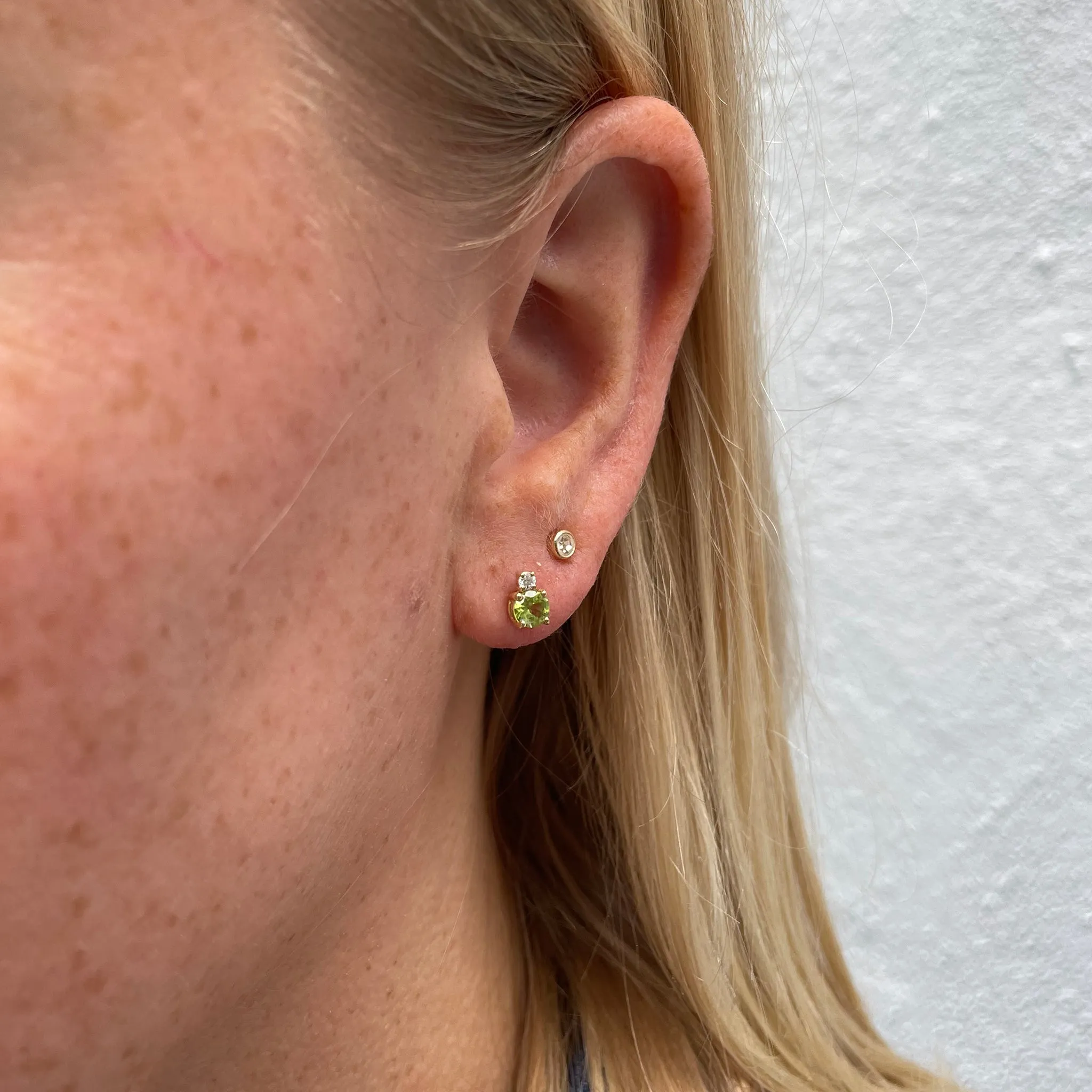 Peridot & Diamond 18K Gold Stud Earrings Croghans