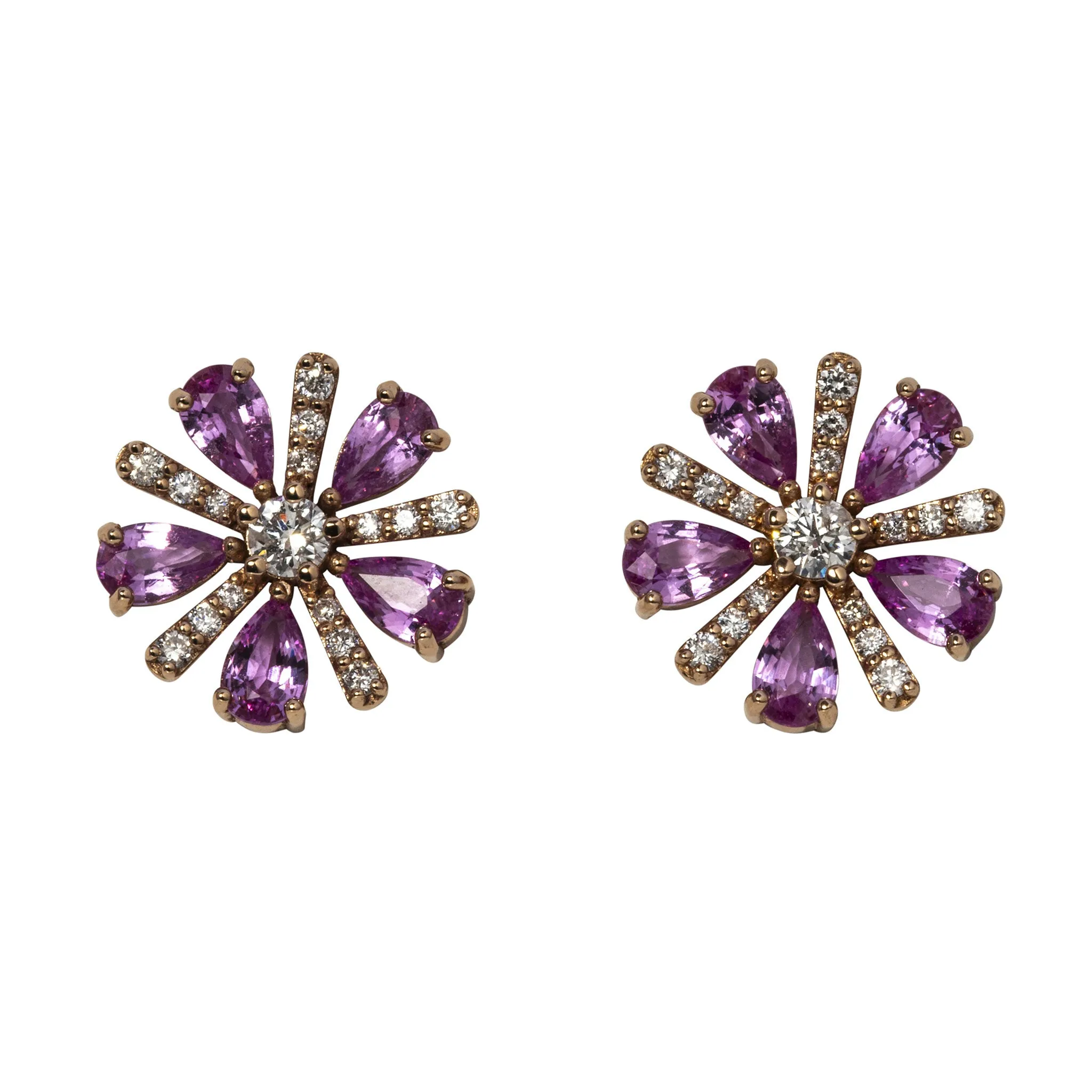 Pink Sapphire & Diamond 18K Rose Gold Stud Earrings Croghans