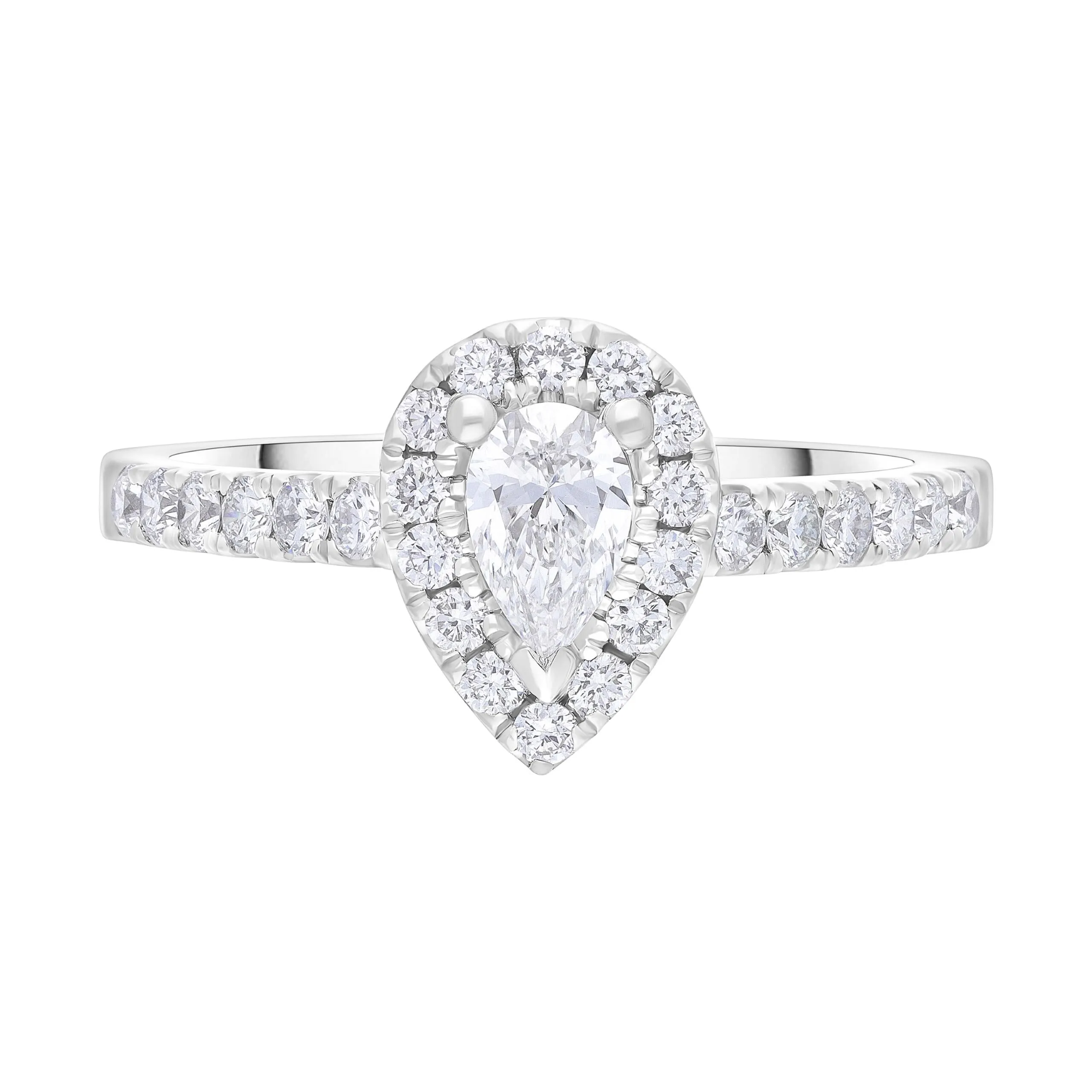 Platinum 0.30ct Diamond 0.45ct Diamond Pear Castle Set Claw Cluster Ring Size N GIA DSI1
