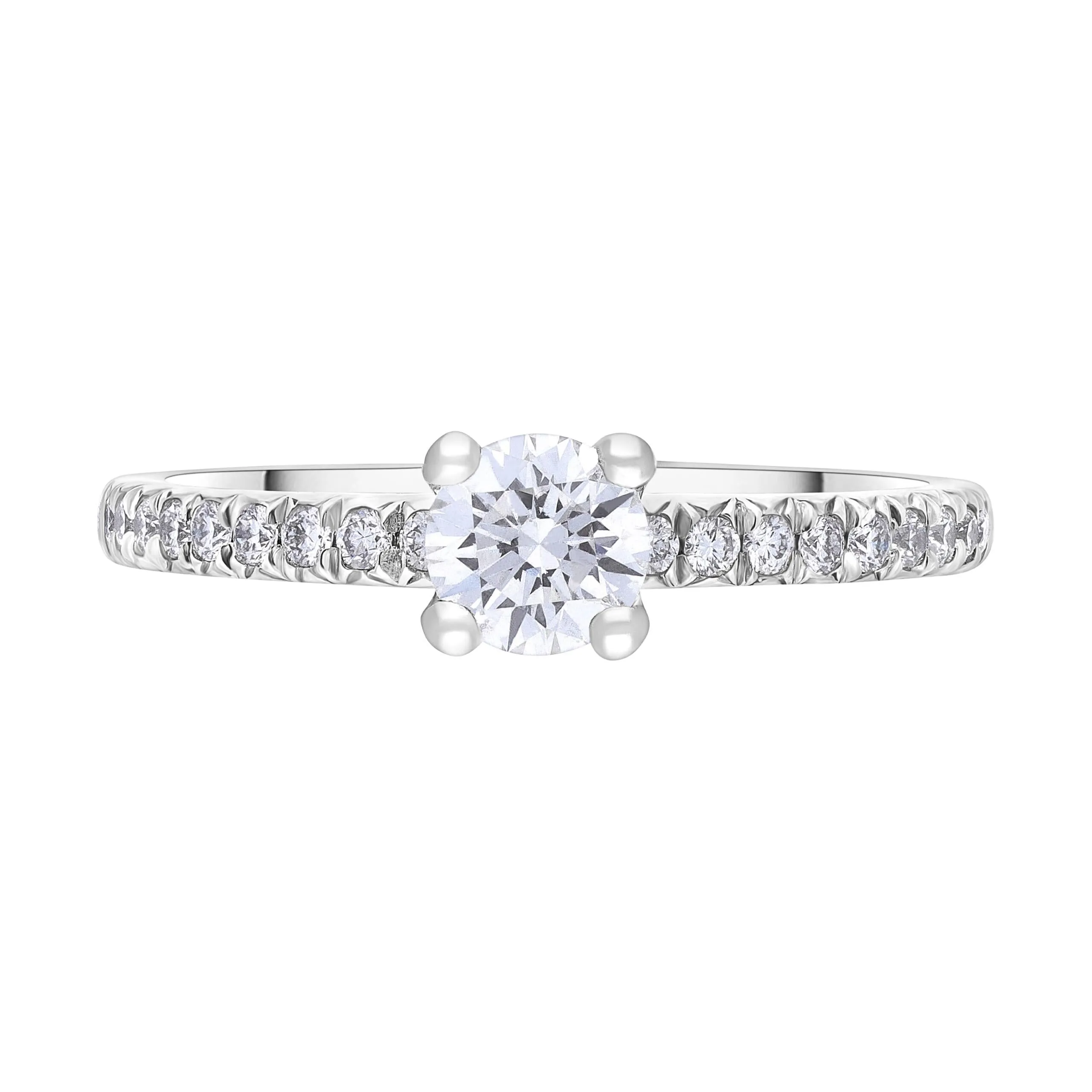 Platinum 0.40ct Diamond Solitaire 0.17ct Diamond Tulip Shank Ring Size L GIA FSI1