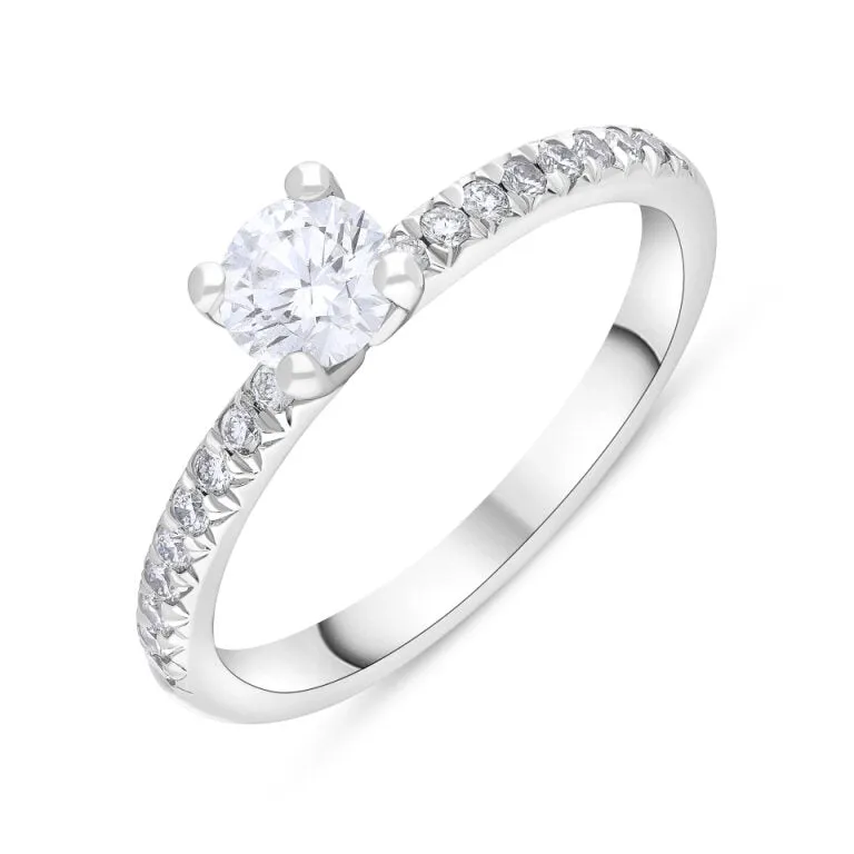Platinum 0.40ct Diamond Solitaire 0.17ct Diamond Tulip Shank Ring Size L GIA FSI1
