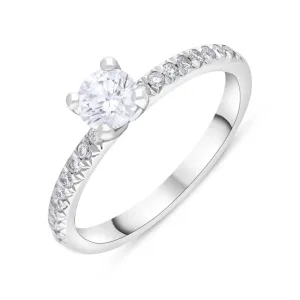 Platinum 0.40ct Diamond Solitaire 0.17ct Diamond Tulip Shank Ring Size L GIA FSI1