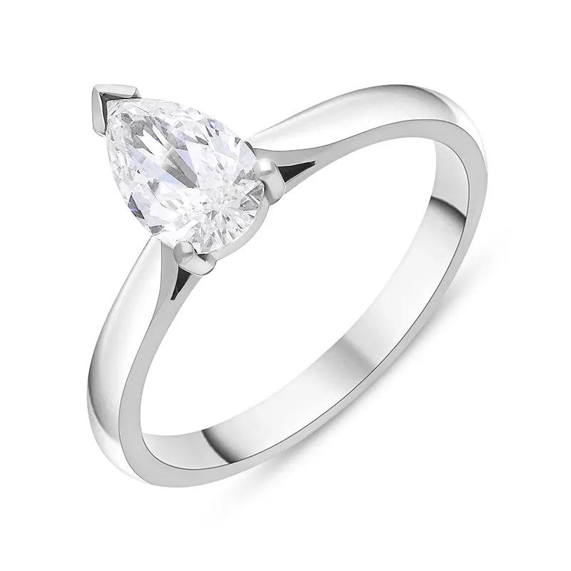 Platinum 0.71ct Diamond GIA Certified Pear Cut Solitaire Ring