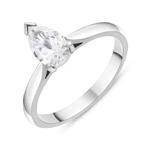 Platinum 0.71ct Diamond GIA Certified Pear Cut Solitaire Ring