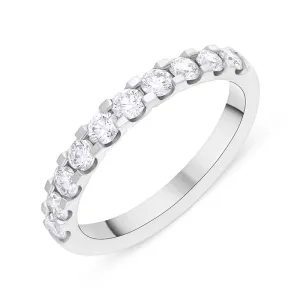 Platinum 0.78ct Diamond Square Claw Half Eternity Ring