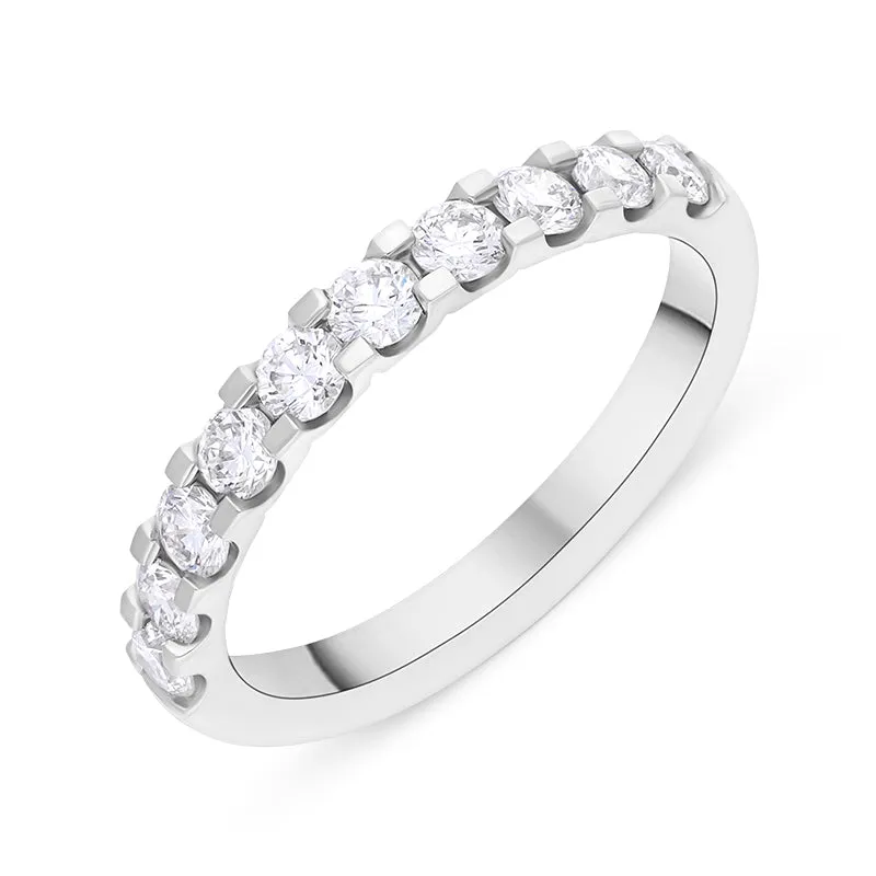Platinum 0.78ct Diamond Square Claw Half Eternity Ring