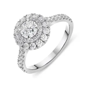 Platinum 1.27ct Diamond Double Halo Ring