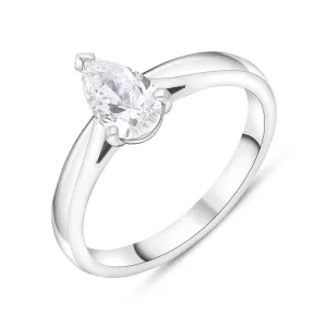 Platinum Diamond Pear Cut Solitaire Ring D