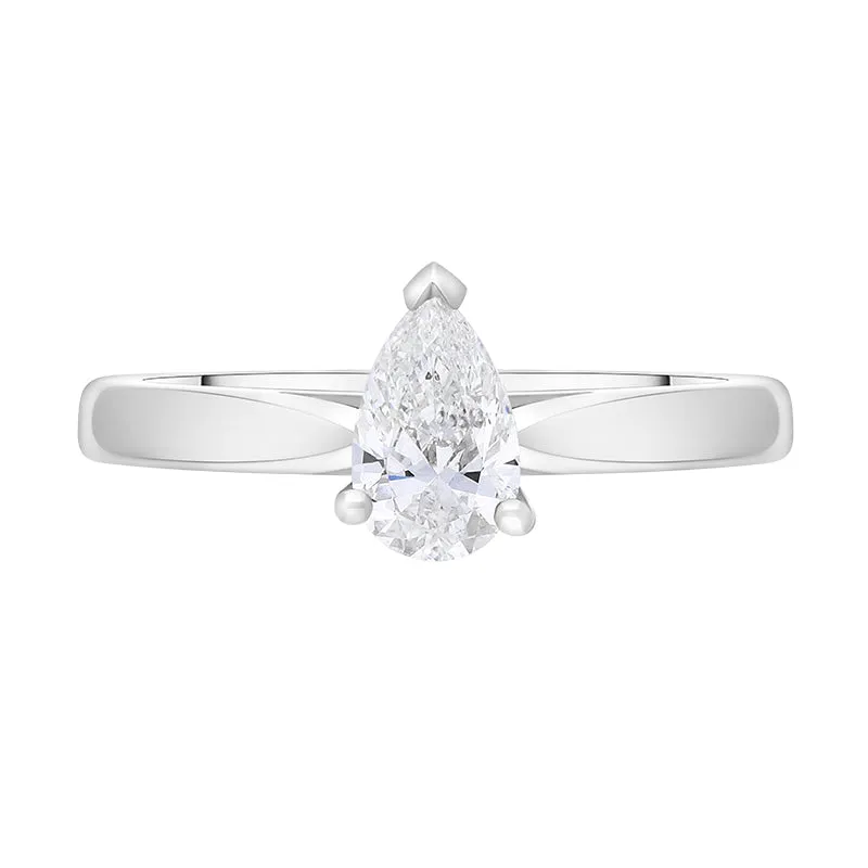 Platinum Diamond Pear Cut Solitaire Ring D