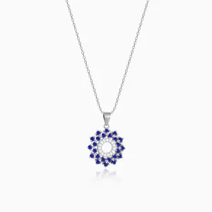 Radiant Blue Flower Pendant With Link Chain Giva