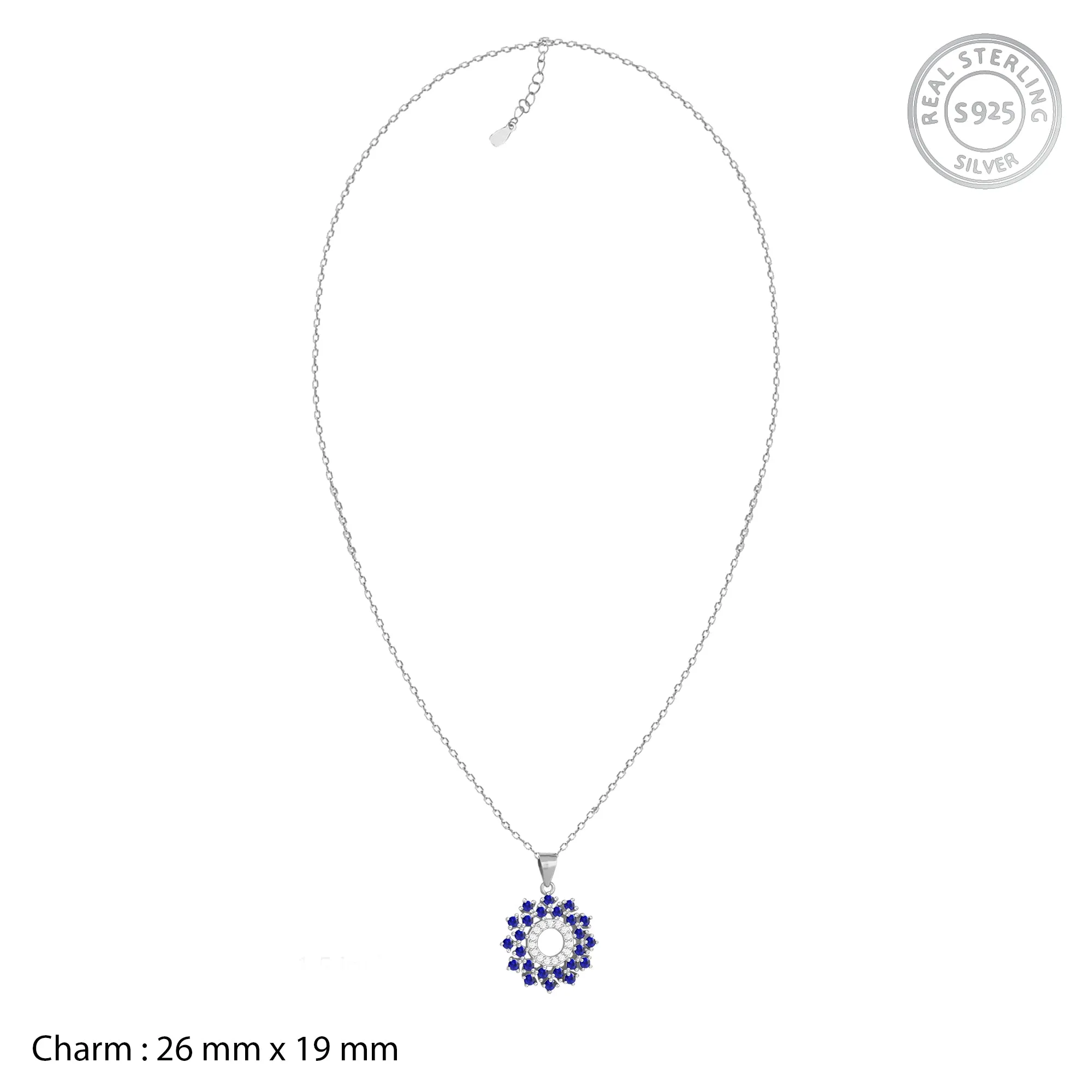 Radiant Blue Flower Pendant With Link Chain Giva