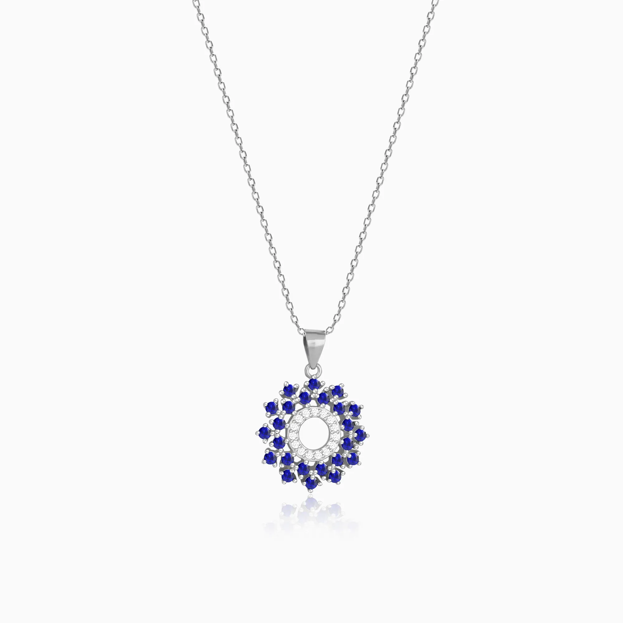 Radiant Blue Flower Pendant With Link Chain Giva