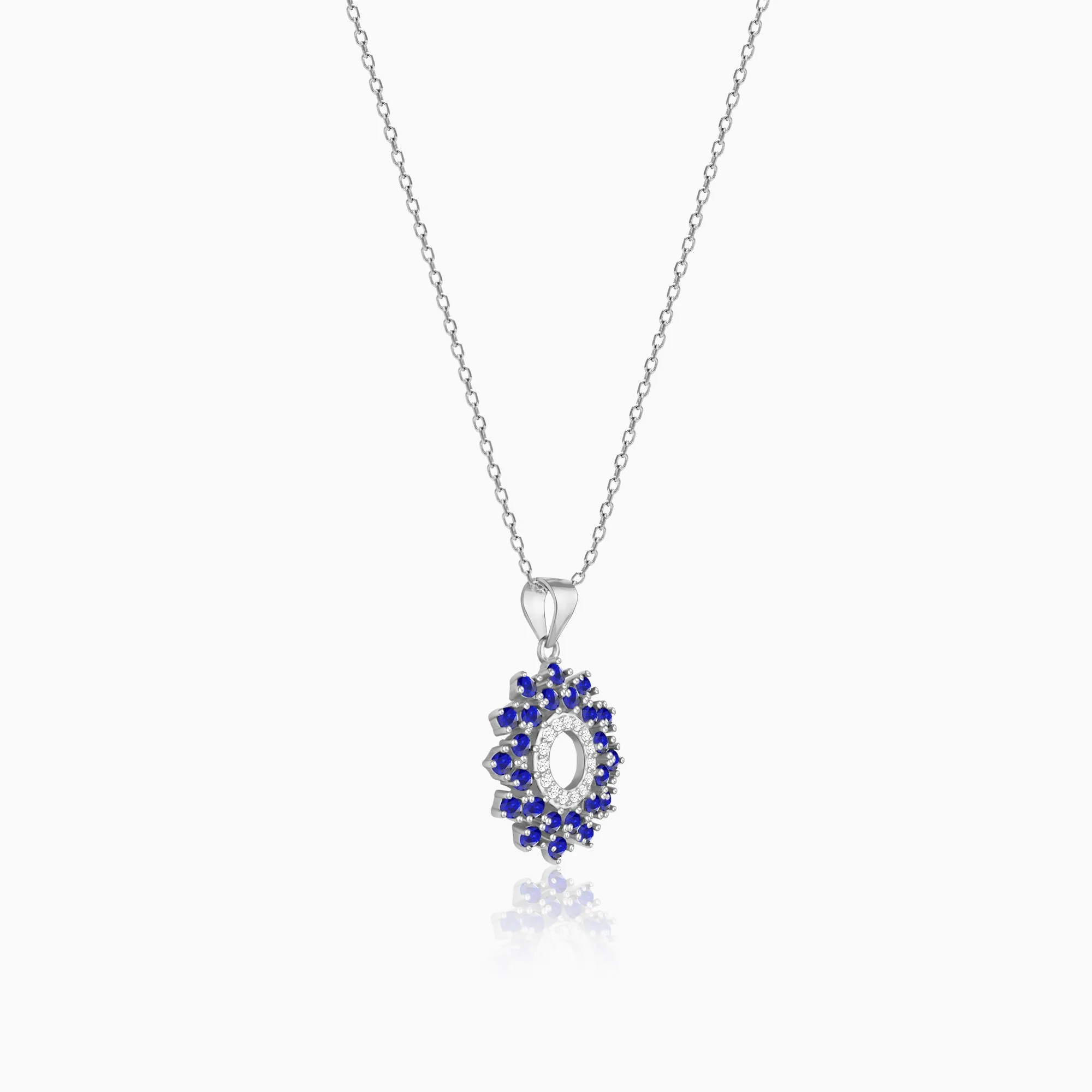 Radiant Blue Flower Pendant With Link Chain Giva