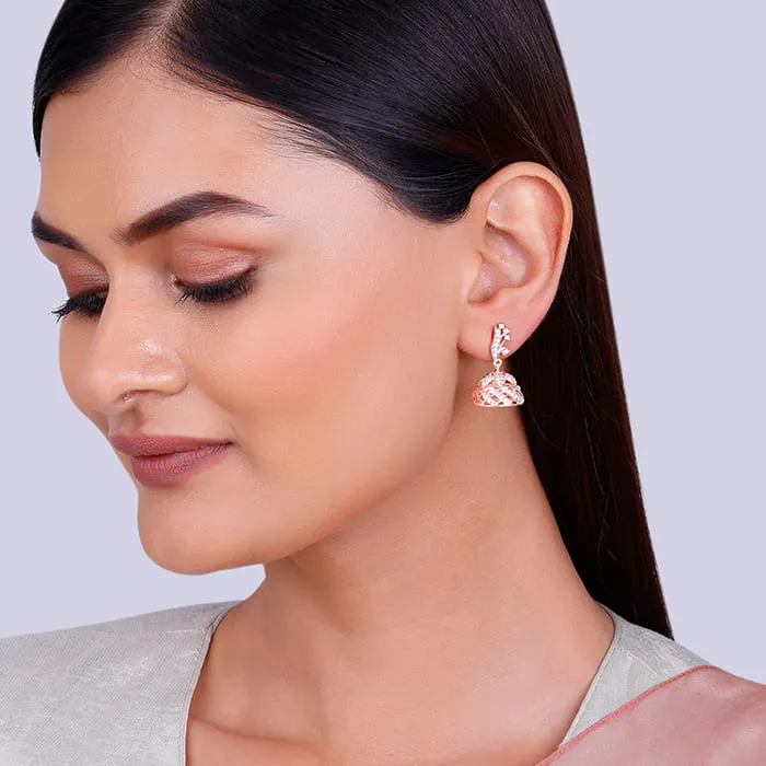 Rose Gold Ajmer Jhumki Earrings Giva