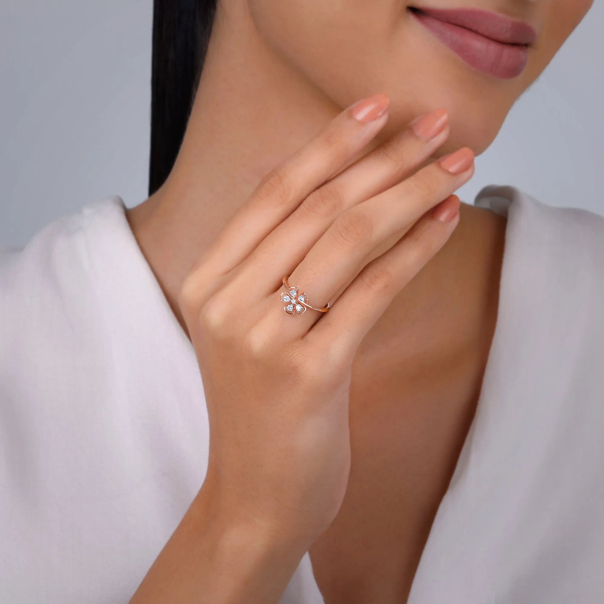 Rose Gold & Diamond Cute Bloom Ring Giva