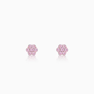Rose Gold Baby Pink Flower Stud Earrings Giva