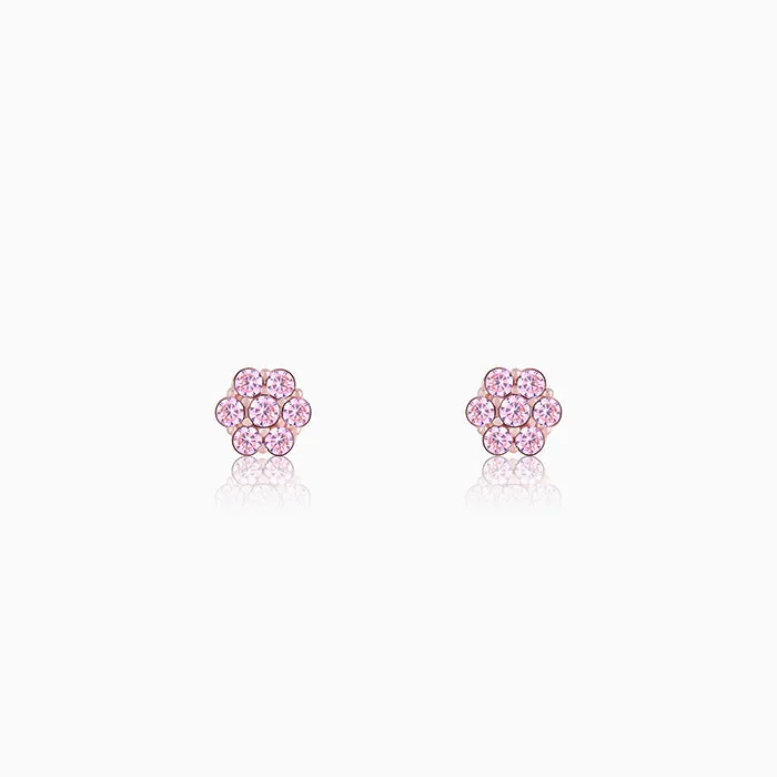 Rose Gold Baby Pink Flower Stud Earrings Giva