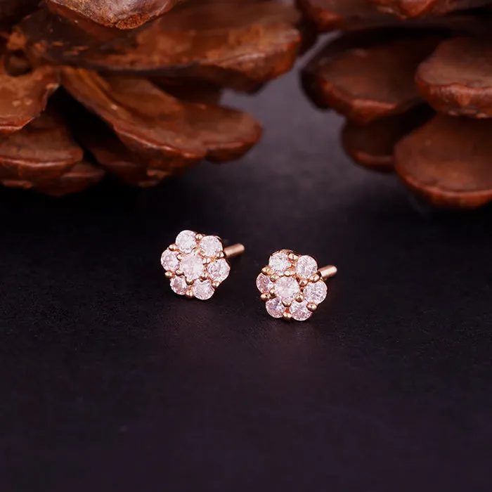 Rose Gold Baby Pink Flower Stud Earrings Giva