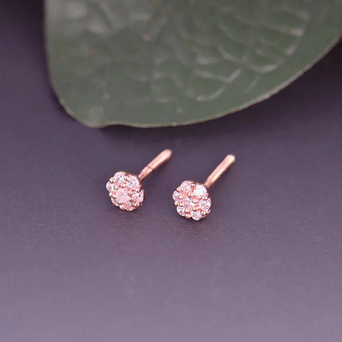 Rose Gold Baby Pink Flower Stud Kids Earrings Giva