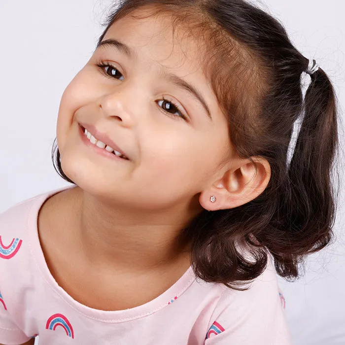 Rose Gold Baby Pink Flower Stud Kids Earrings Giva