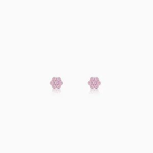 Rose Gold Baby Pink Flower Stud Kids Earrings Giva