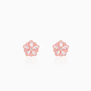 Rose Gold Baguette Flower Earrings Giva