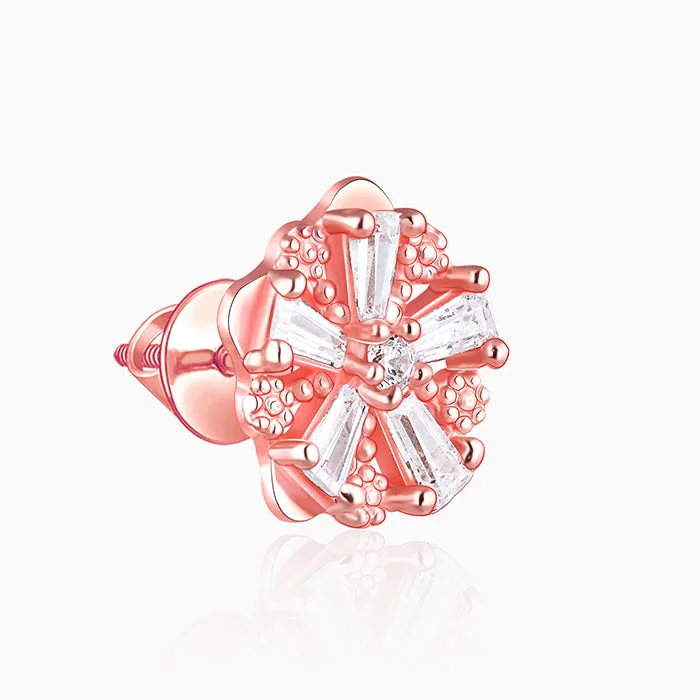 Rose Gold Baguette Flower Earrings Giva
