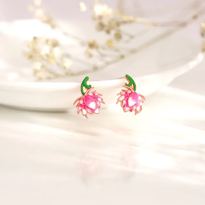 Rose Gold Bewitching Brahma Kamal Convertible Earrings Giva