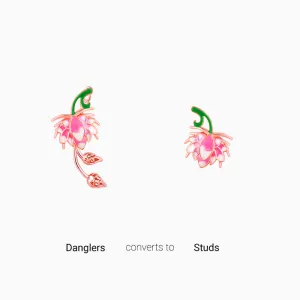 Rose Gold Bewitching Brahma Kamal Convertible Earrings Giva