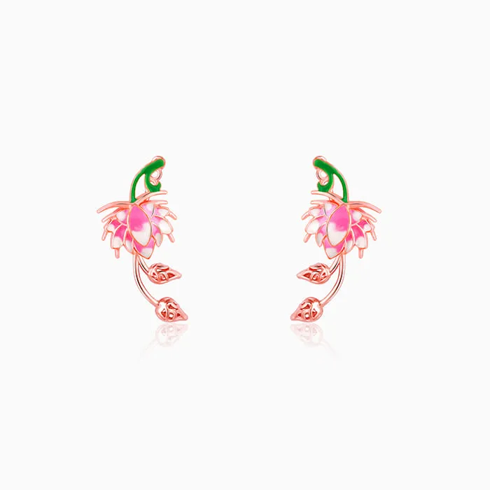 Rose Gold Bewitching Brahma Kamal Convertible Earrings Giva