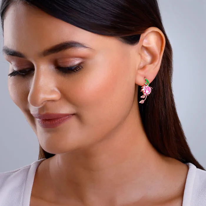 Rose Gold Bewitching Brahma Kamal Convertible Earrings Giva