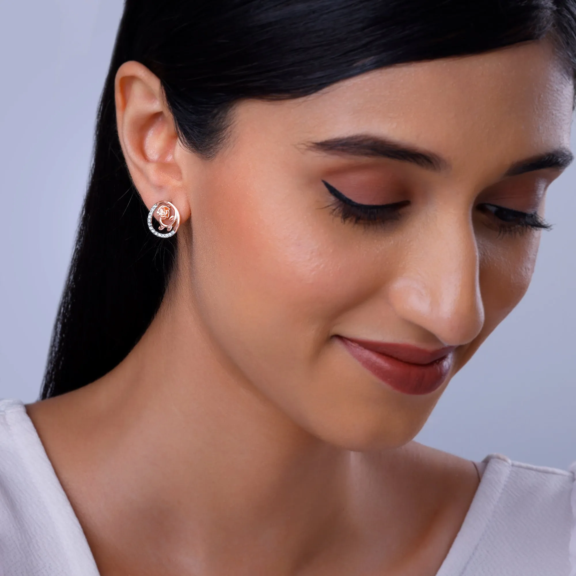 Rose Gold Blissful Shine Diamond Earrings Giva