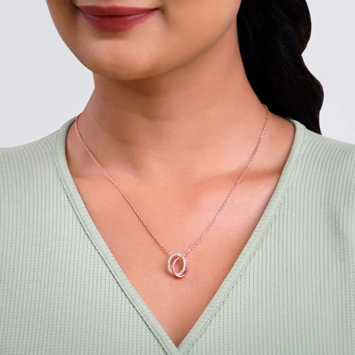 Rose Gold Bloom Ovate Pendant with Link Chain Giva