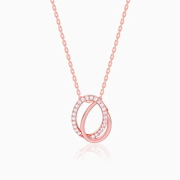 Rose Gold Bloom Ovate Pendant with Link Chain Giva