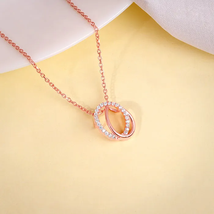 Rose Gold Bloom Ovate Pendant with Link Chain Giva