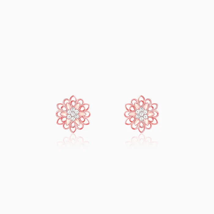 Rose Gold Blooming Flower Stud Earrings Giva