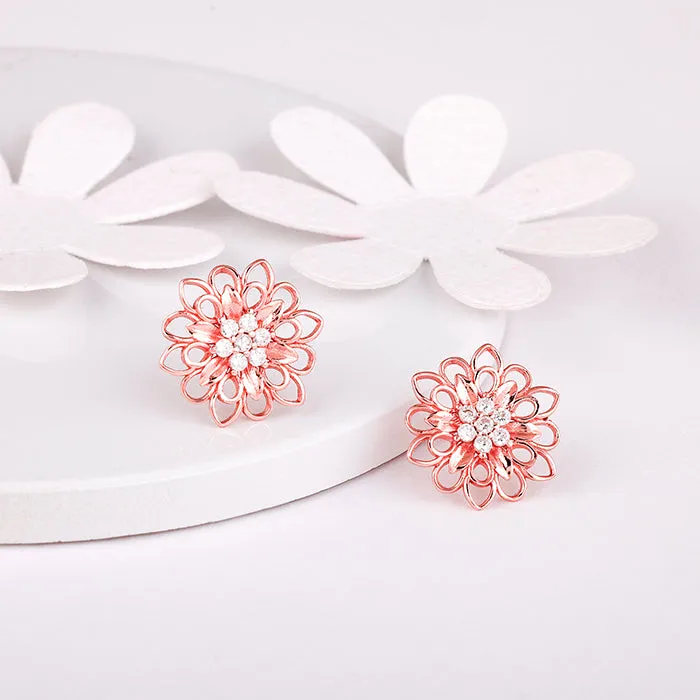 Rose Gold Blooming Flower Stud Earrings Giva