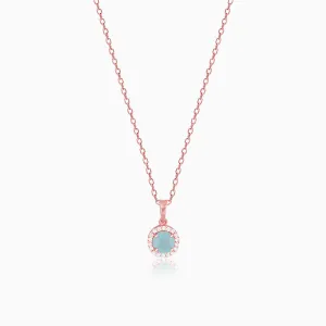 Rose Gold Blue Halo Pendant With Link Chain Giva