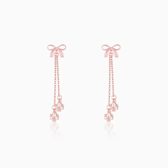Rose Gold Bow Dangler Earrings Giva