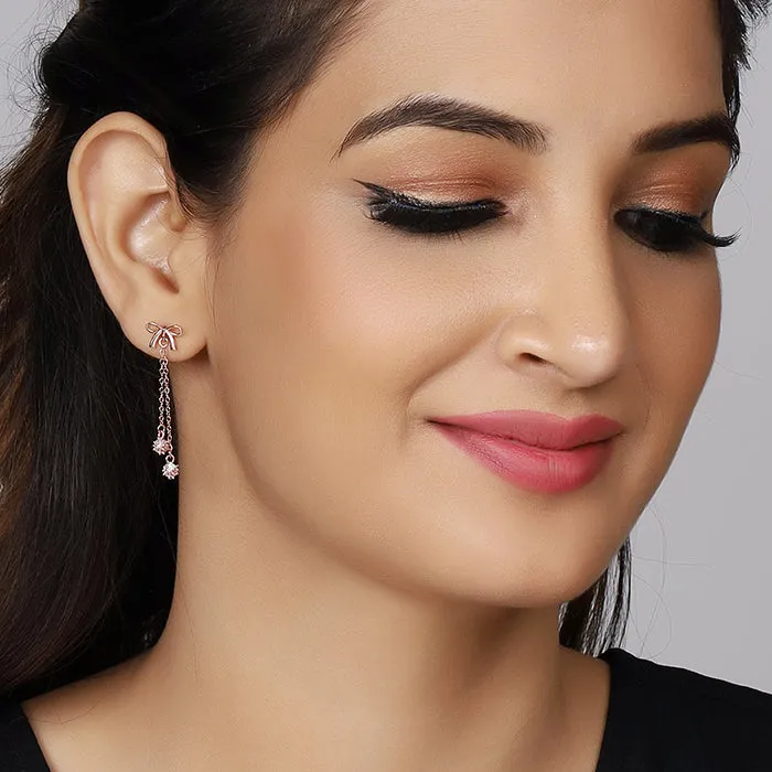 Rose Gold Bow Dangler Earrings Giva