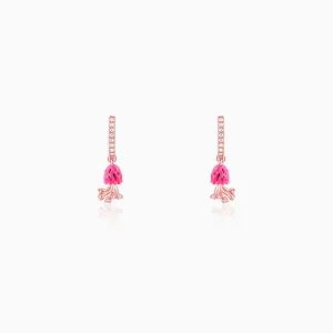 Rose Gold Brahma Kamal Bud Hoop Danglers Giva