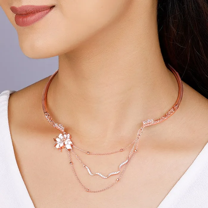 Rose Gold Brahma Kamal Statement Necklace Giva