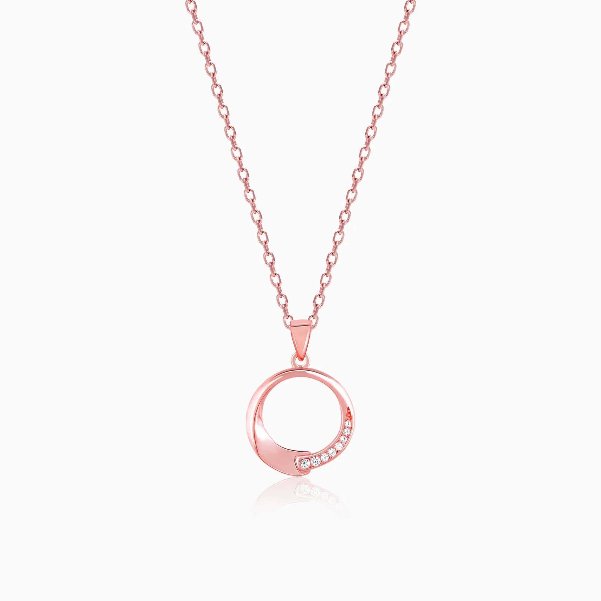 Rose Gold Circle of Love Pendant with Link Chain Giva