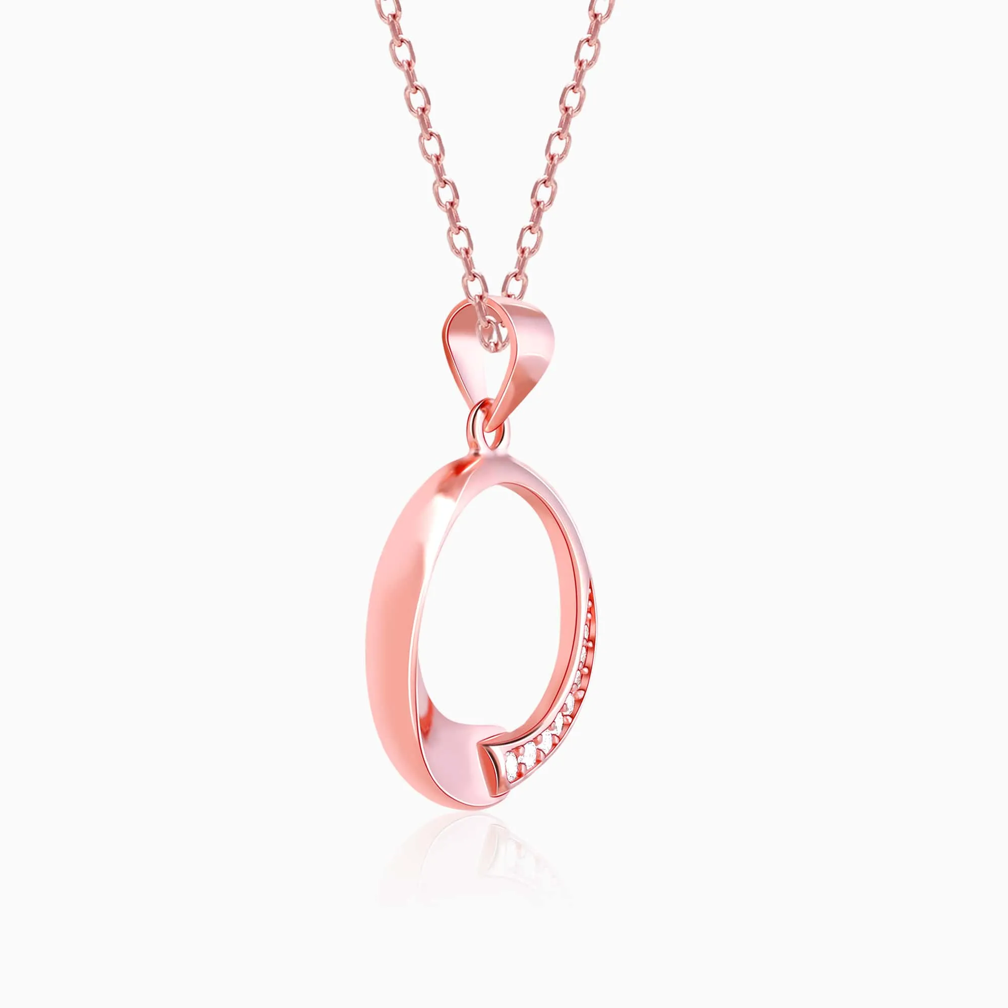 Rose Gold Circle of Love Pendant with Link Chain Giva